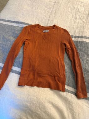 Everlane Waffle-Knit Long Sleeve Top in Burnt Orange